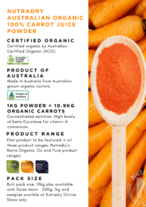 Nutradry Australian Organic 100% Carrot Juice Powder